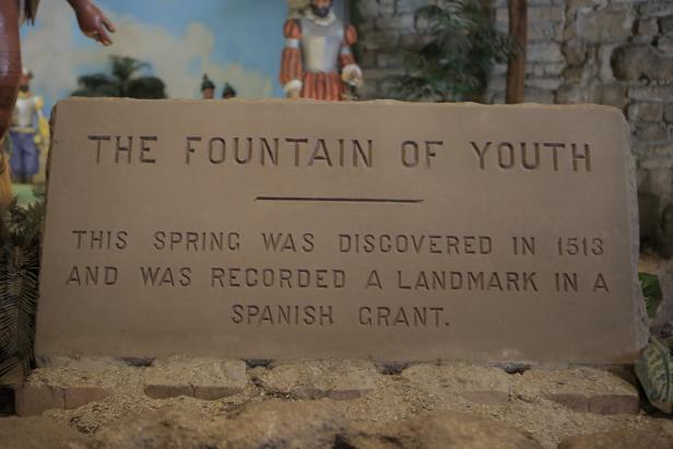 Sign displayed at the Fountain of Youth in St. Augustine, Florida, as seen on Travel Channel's Expedition Unknown.