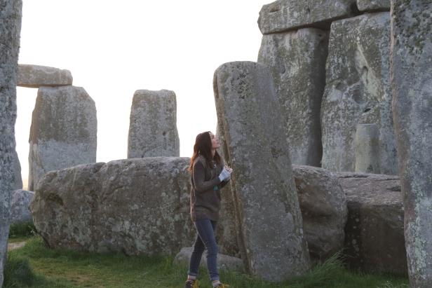 Megan admires the grandeur of Stonehenge