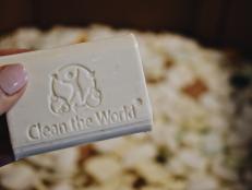 Close Up of Soap Bar With Clean the World Logo