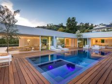 Bloom did extensive renovations on this Beverly Hills contemporary, including adding this pool with Ipe wood decking.