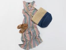 stripe midi dress summer outfit for capsule wardrobe