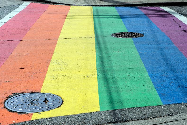 Crosswalk With Rainbow Pride Stripes 