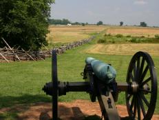 A cannon remains overlooking the Gettysburg battlefield, site of the largest and bloodiest engagement of the Civil War.