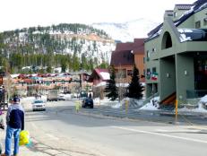 Skiers head to downtown Breckenridge to pick up supplies or rent equipment before hitting the slopes.