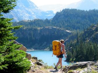 A backpacker explores the Beartooth Range. 