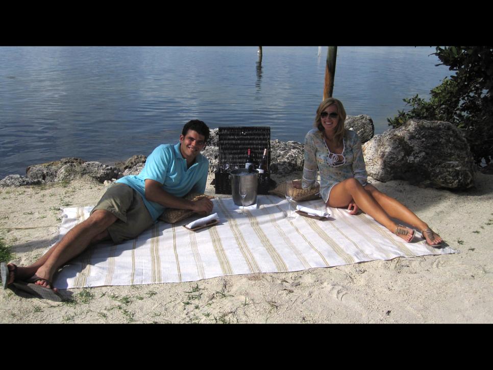 Brendan Mica and Brittani Cotton having a picnic on Little Palm Island Resort