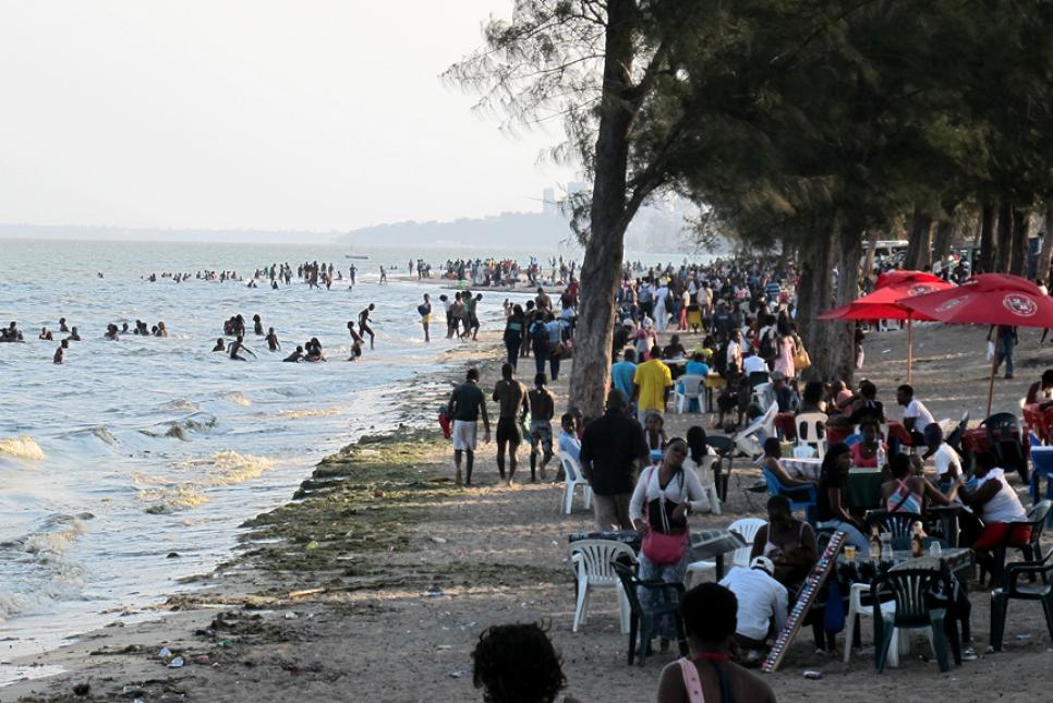 People on the beach in Maputo, Mozambique