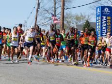 Boston Marathon race start in Hopkinton, Massachusetts