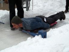 Don Wildman practices bobsledding