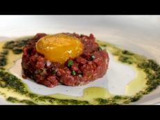 Venison heart tartare with egg confit at Foreign & Domestic restaurant