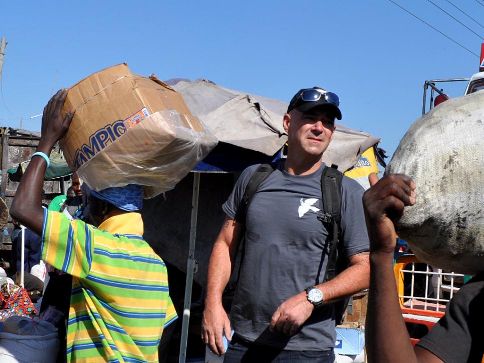 Todd Carmichael visits a market in Haiti