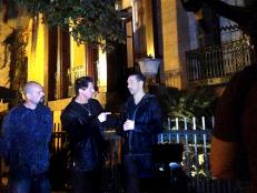 Zak Bagans, Nick Groff, Aaron Goodwin film outside the old Sorrel-Weed House