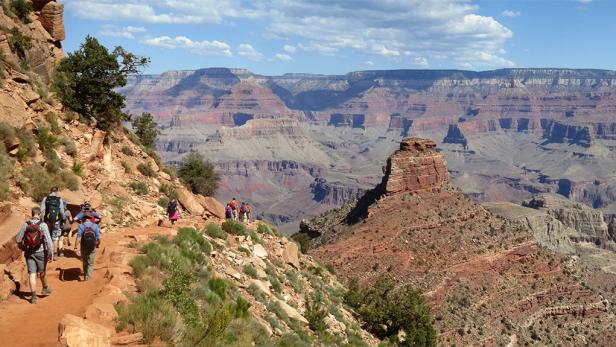 Grand Canyon National Park: Hikers Descending South Kaibab Trail 0233
