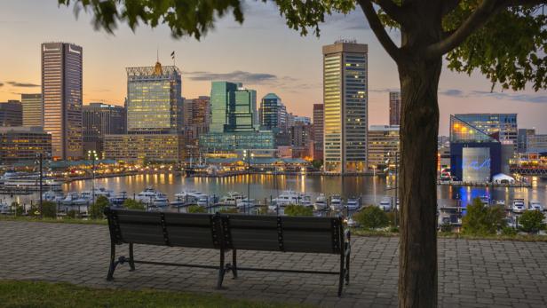  'Baltimore akyline from Historic Federal Hill Park'