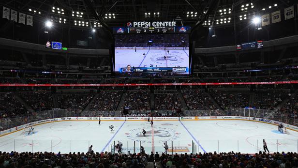 DENVER, CO - SEPTEMBER 20:  A general view of the arena shows the new jumbotron over center ice as the Los Angeles Kings face the Colorado Avalanche during their preseason game at the Pepsi Center on September 20 2013 in Denver Colorado. The Avalanche defeated the Kings 4-3 in overtime.  (Photo by Doug Pensinger/Getty Images)