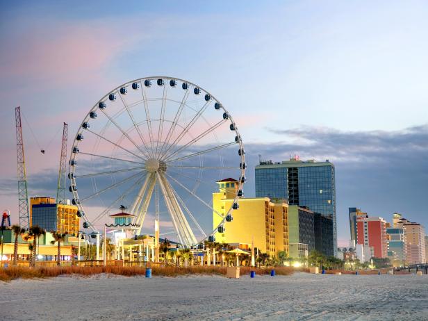 View of Myrtle Beach Attractions at Dusk