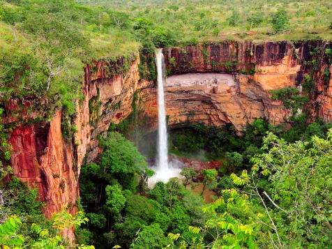 Brazilian model by the Cachoeira Indiana Jones, Nova Friburgo Municipality,  State of Rio de Janeiro, Brazil, South America stock photo - OFFSET