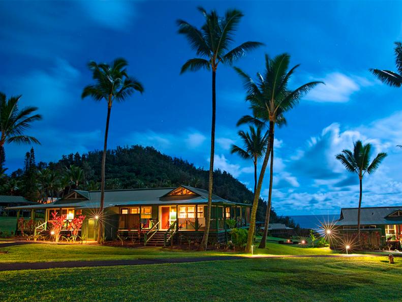 travaasa hana, hotel, exterior, night, hawaii