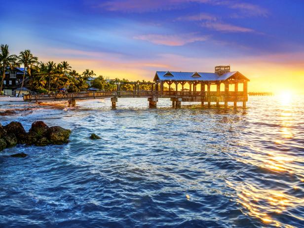 pier at sunset on the beach in keywest florida usa