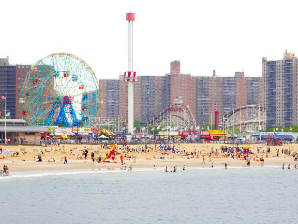 beach, boardwalk, rides, coney island, new york