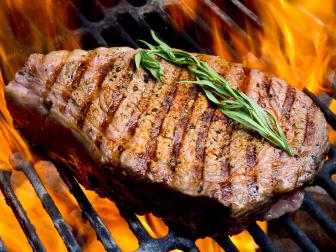 ribeye steak, grill, fire, charcoal