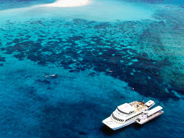 great barrier reef, boat, aerial, queensland, australia