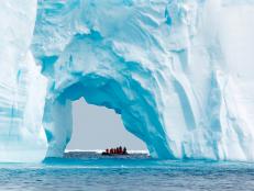 tourists, boat, iceberg, antarctica