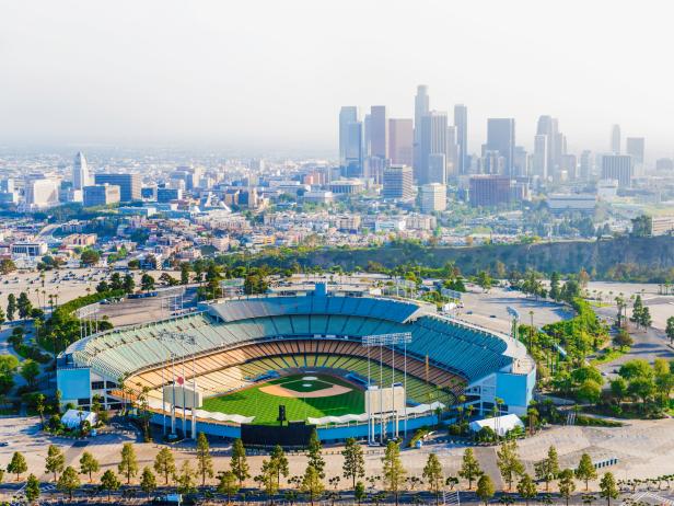 Dodger Stadium, baseball, city, aerial view, Los Angeles, California