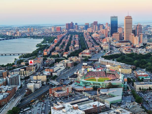 Fenway Park, baseball, aerial view, city, Boston, Massachusetts