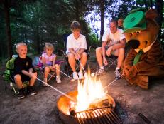 family, campfire, Yogi Bear, Jellystone Park, Larkspur, Colorado