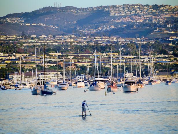 paddleboarding, Balboa Island, Los Angeles, California