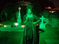 Voodoo woman in cemetery at 13th Gate in Baton Rouge, LA