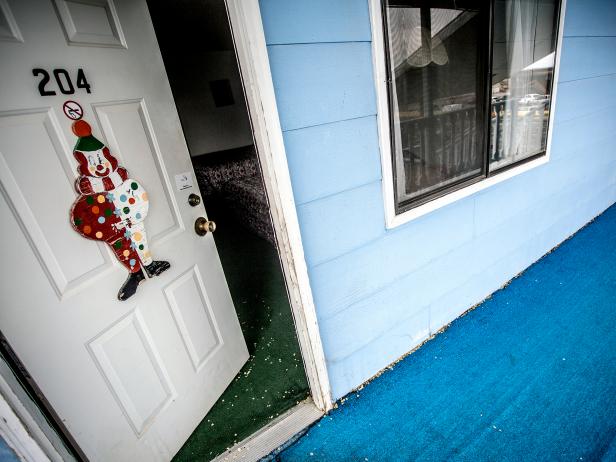 Clown Motel Door Slightly Opened No Clowning Around