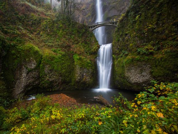 Multnomah Falls on Oregon side of the Columbia River Gorge