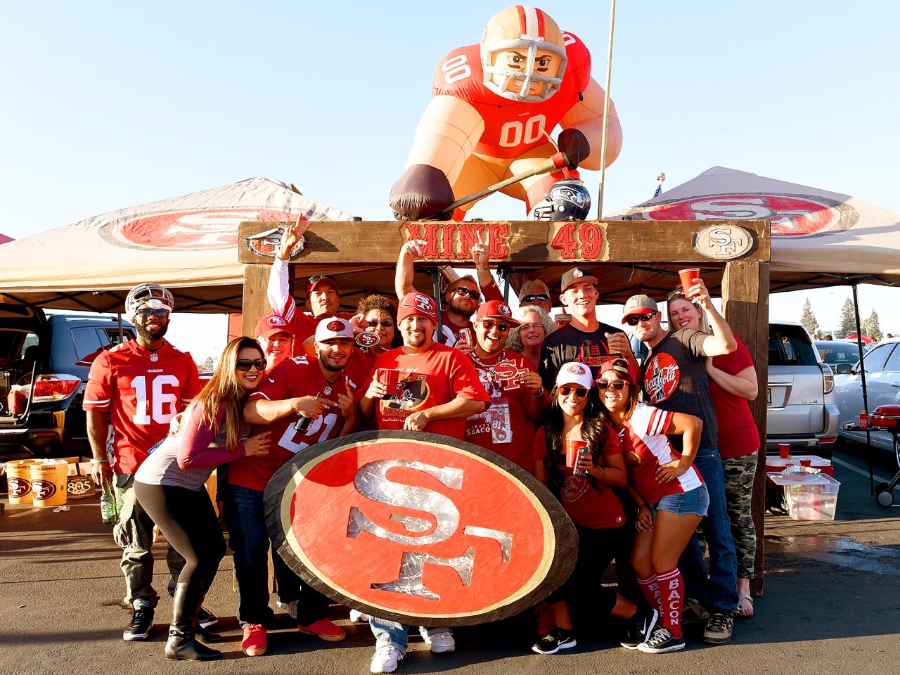 Fans tailgate prior to an NFL football game between the Houston