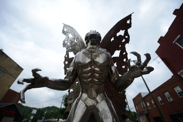 POINT PLEASANT, WV- JUNE 07: "The Legend of the Mothman" statue by Bob Roach graces the streets of Point Pleasant on June 7, 2013 in Point Pleasant, WV.    (Photo by Amanda Voisard/For the Washington Post)
