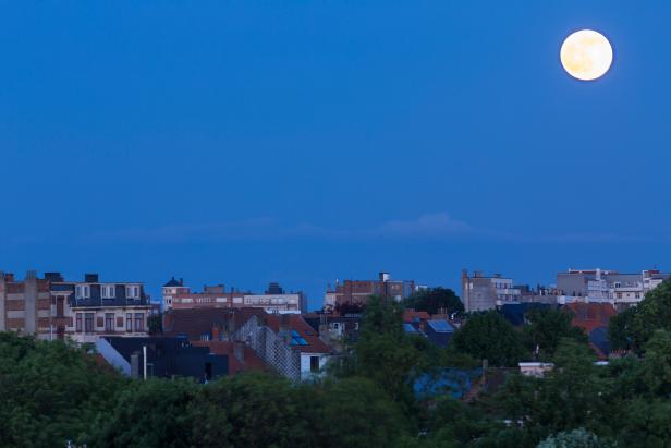 Brussels, Belgium, May 14, 2014. -- The moon over Brussels.