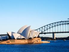 Admiring the Sydney Opera House and the Sydney Harbour Bridge.