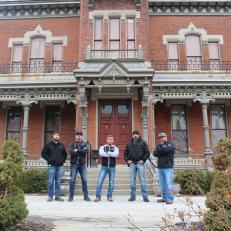 The Tennessee Wraith Chasers outside of Independence, Missouri's notoriously haunted Vaile Mansion.  From L - R:  Brannon, Mike G, Chris, Porter, Doogie.  From the Haunted Towns episode: Phantoms of the Frontier