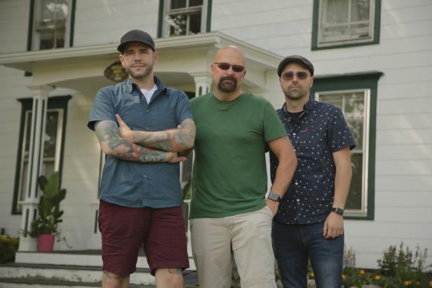 Paranormal investigators Steve, Jason and Dave of UPRO stand in front of the Brooktondale, NY house investigated on Ghost Nation.