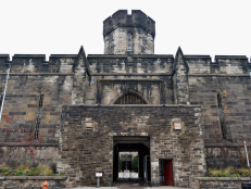 A photo of Eastern State Penitentiary in Philadelphia, PA. A gothic style building.