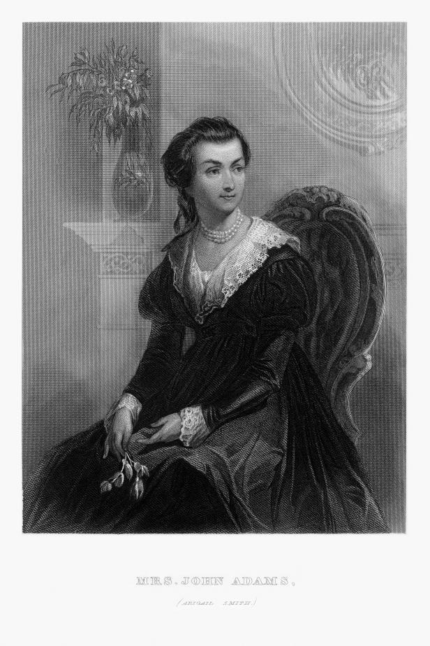 Illustrated Antique Engraved Victorian Illustration of a Portrait of Mrs. John Adams, Abigail Smith, Circa 1780.