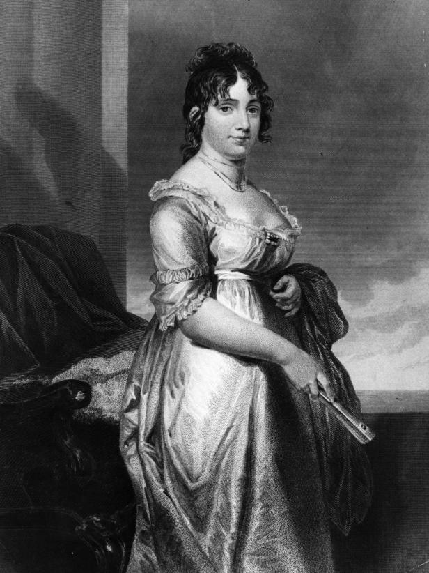 Black and white portrait of Dolley Madison