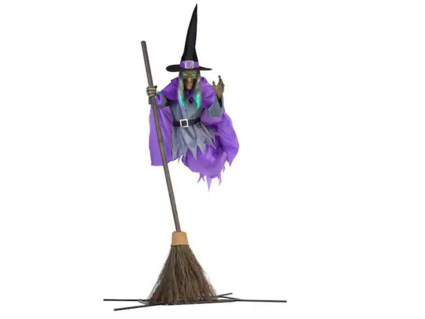 A 12-foot witch and broom from Home Depot’s line of oversized decor.