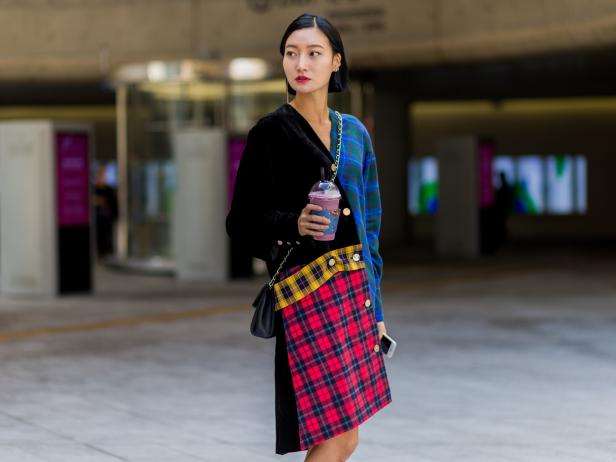 SEOUL, SOUTH KOREA - OCTOBER 19: Kyung eun Jo wearing a plaid dress with mixed colors on October 19, 2016 in Seoul, South Korea. (Photo by Christian Vierig/Getty Images)