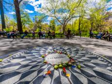The focal point of Strawberry Fields is a mosaic of a single word, the title of Lennon's 1971 song "Imagine."