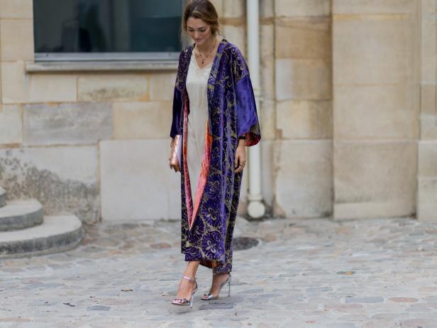PARIS, FRANCE - SEPTEMBER 30: Sofia Sanchez de Betak wears  a kimono outside Dior on September 30, 2016 in Paris, France. (Photo by Christian Vierig/Getty Images)