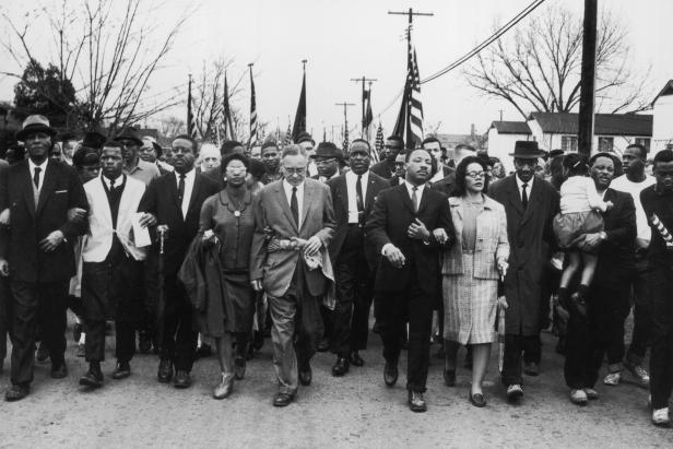 On March 30, 1965, civil rights leader Martin Luther King Jr. and his wife Coretta Scott King led protestors in a march from Selma, AL, to the capitol in Montgomery to fight for black voting rights.