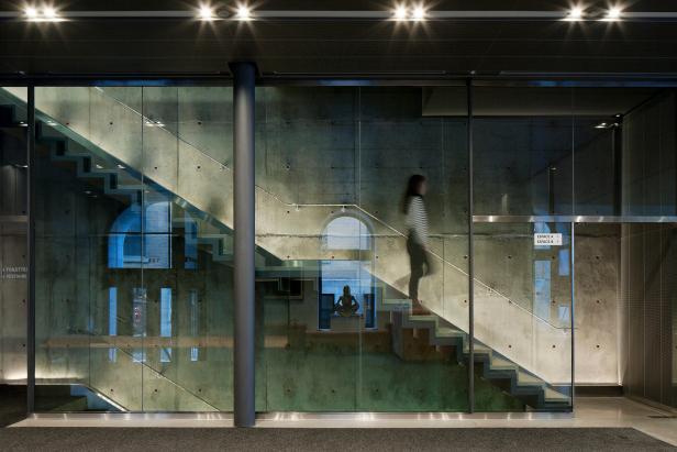 Concrete and Glass Staircase in Montreal's PHI Centre
