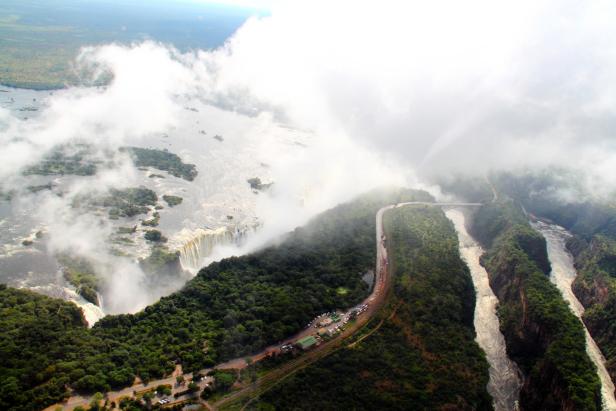 Aerial view of Victoria falls in Zambia
